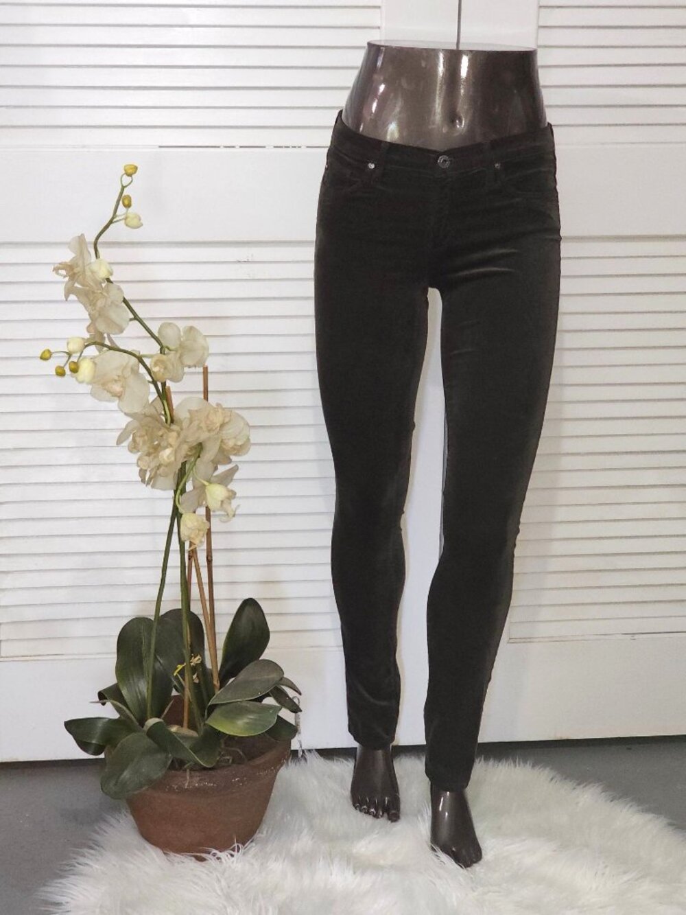 Adriano Goldschmied Green The Legging Super Skinny Velvet Pants Sz 27R 0984